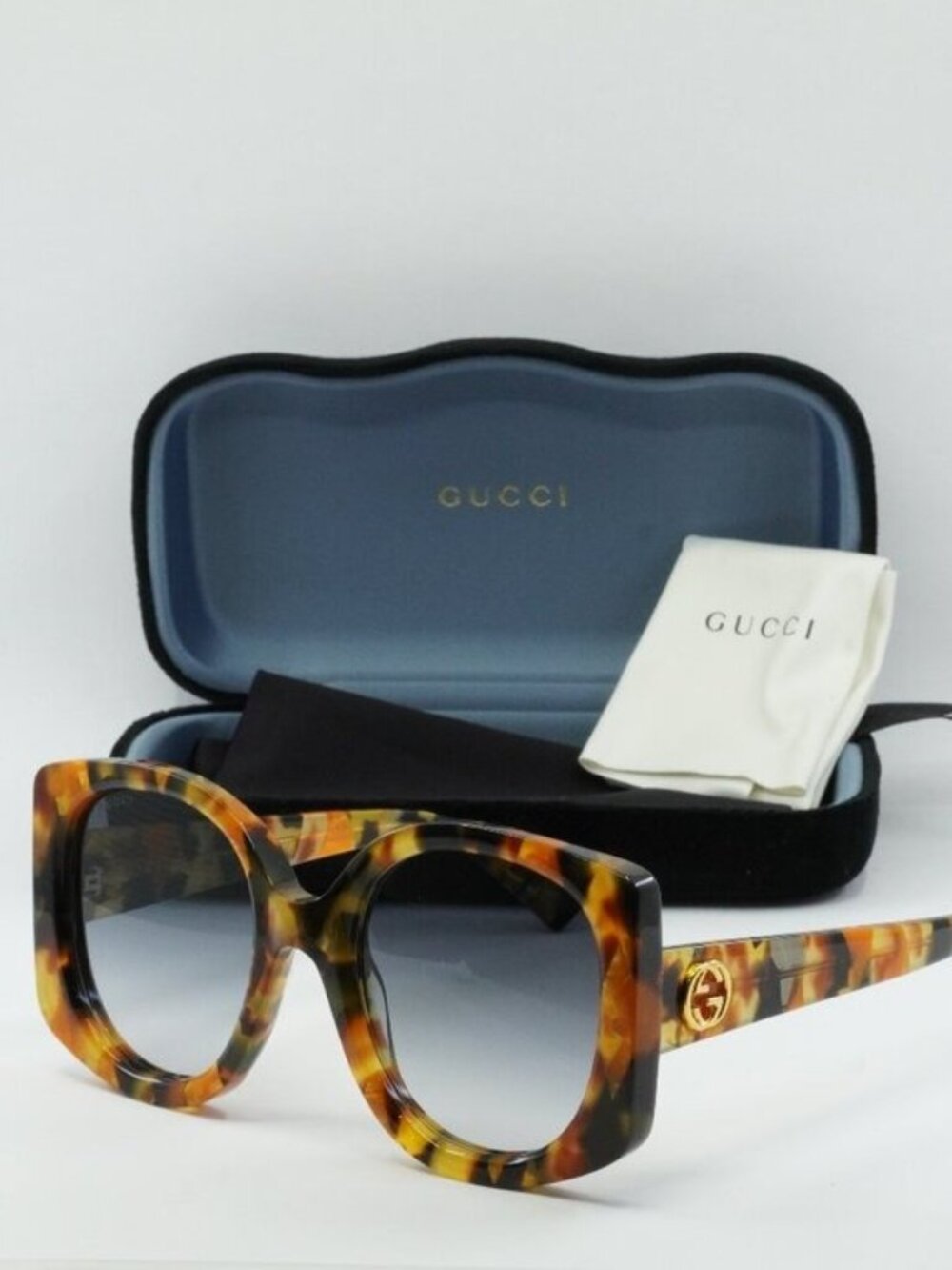 Gucci GG1257S 004 Women Butterfly Sunglasses - Havana / Blue